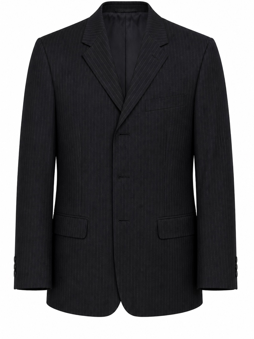 Perry Ellis Black Pinstripe Single-Breasted Suit Jacket
